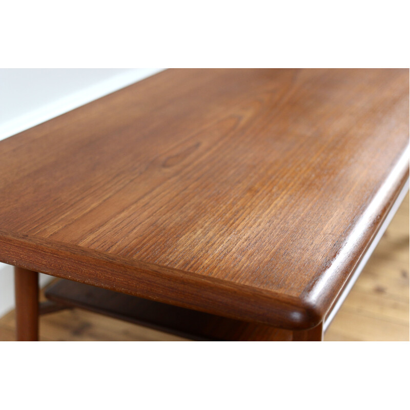 Large vintage coffee table in teak Scandinavian 1960