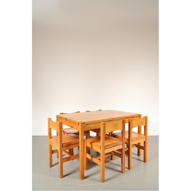 Scandinavian dining set in pinewood, Ilmari TAPIOVAARA - 1970s