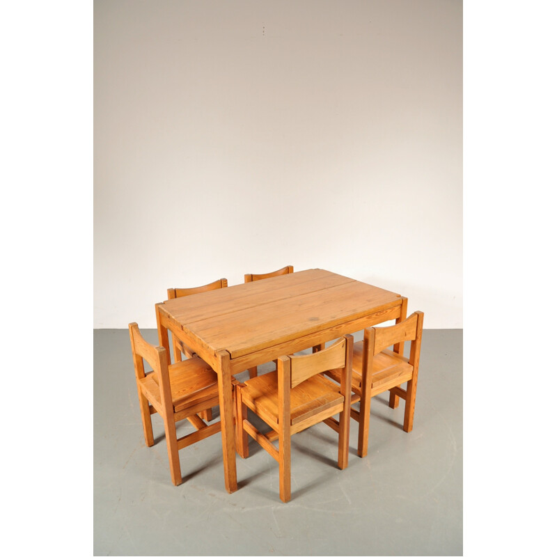 Scandinavian dining set in pinewood, Ilmari TAPIOVAARA - 1970s