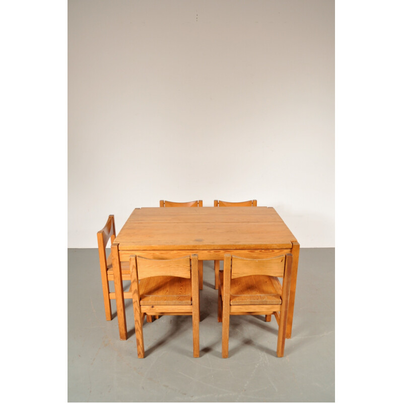 Scandinavian dining set in pinewood, Ilmari TAPIOVAARA - 1970s