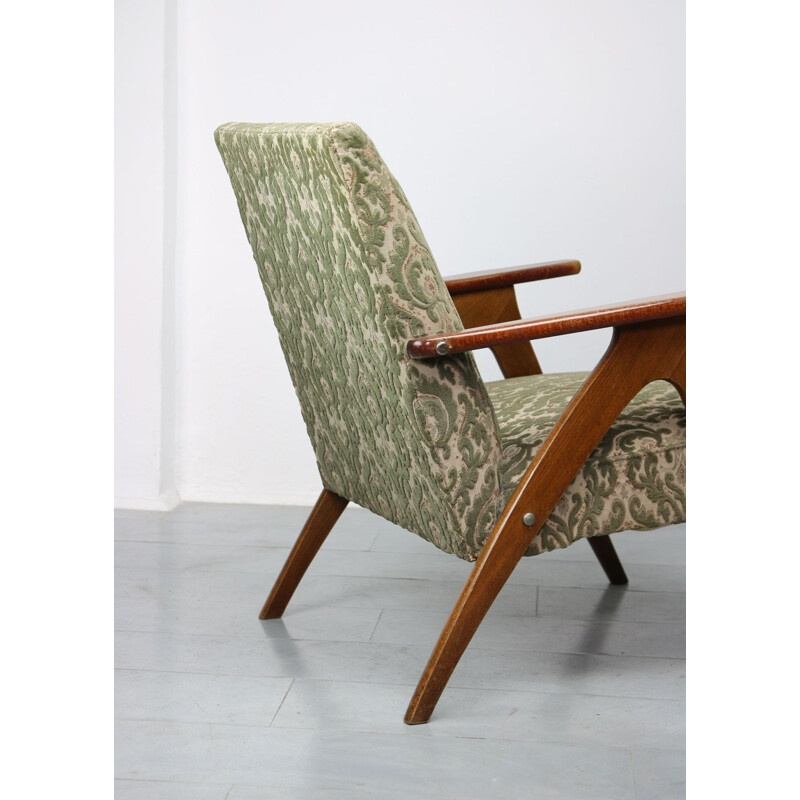 Scandinavische groene pluche fauteuil