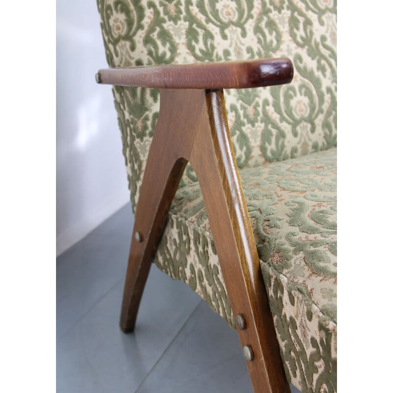 Vintage-Sessel aus Plüsch in skandinavischem Grün