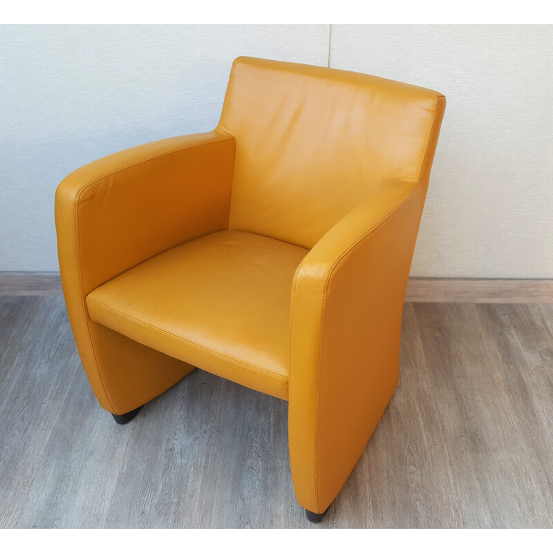 Vintage Leather Armchair in Yellow from Leolux