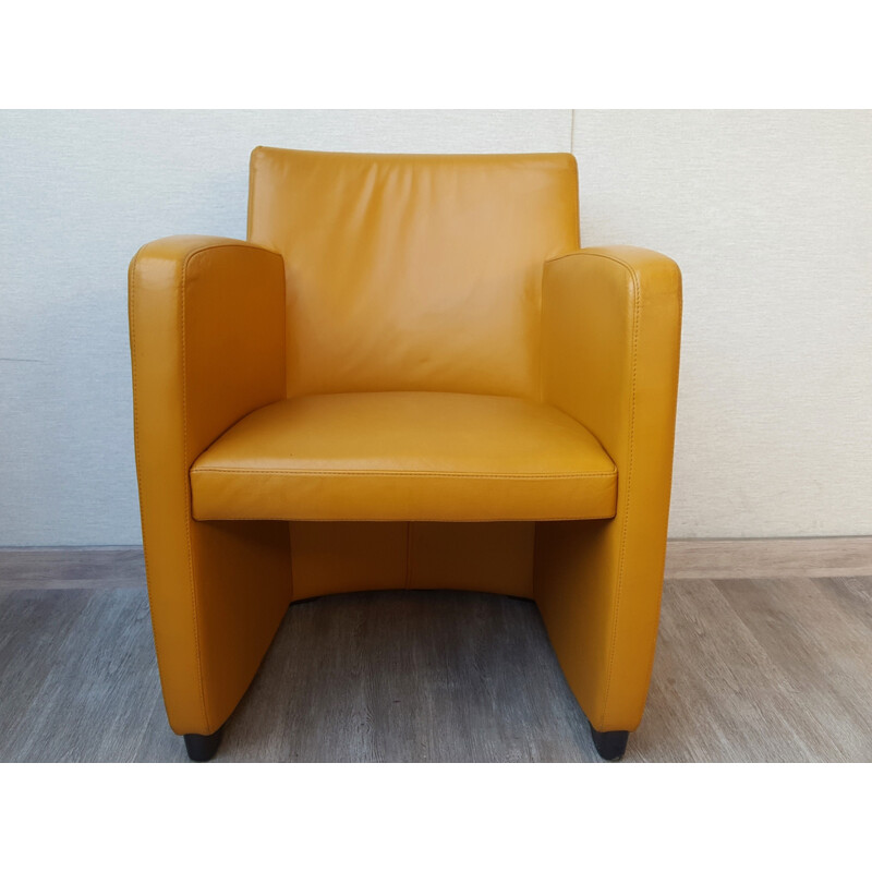 Vintage Leather Armchair in Yellow from Leolux