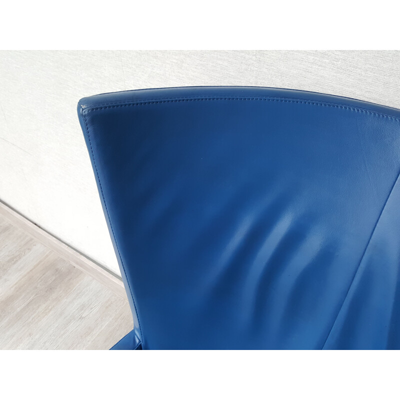 Vintage Futuristic leather armchair in blue