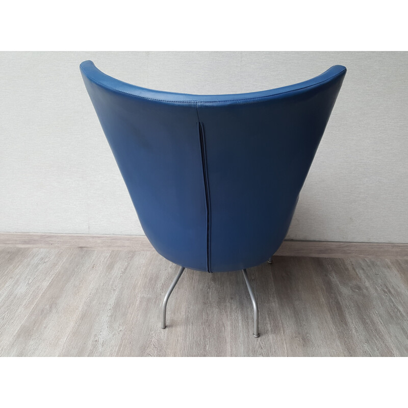 Vintage Futuristic leather armchair in blue