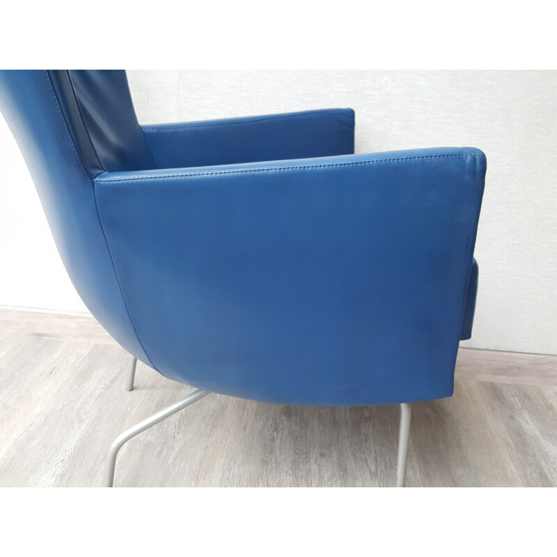 Vintage Futuristic leather armchair in blue