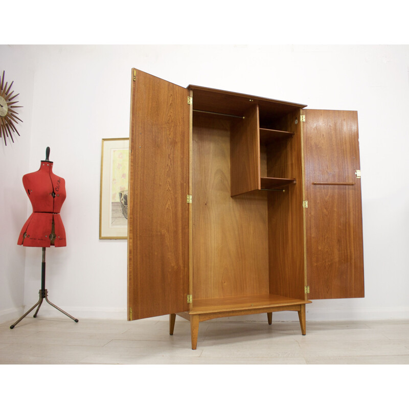 Vintage Walnut Wardrobe by Alfred Cox for Heal's 1960s