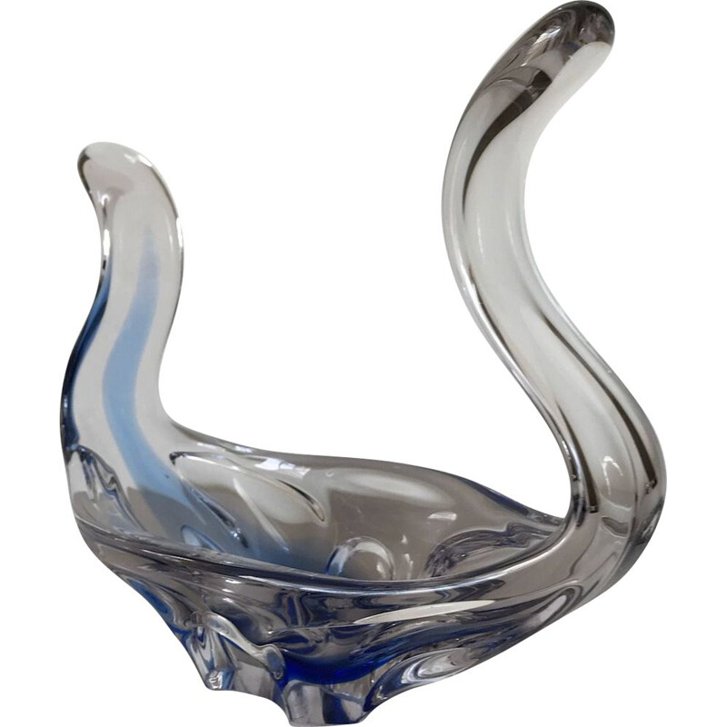 Vintage fruit bowl in Murano transparent and blue