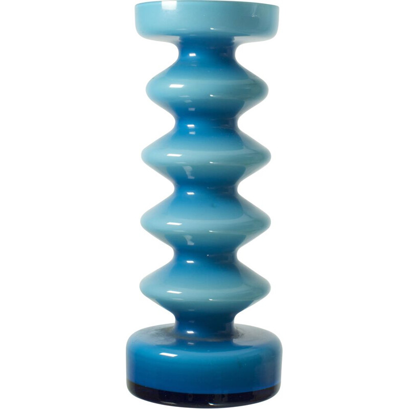 Vintage blue opaline vase Memphis