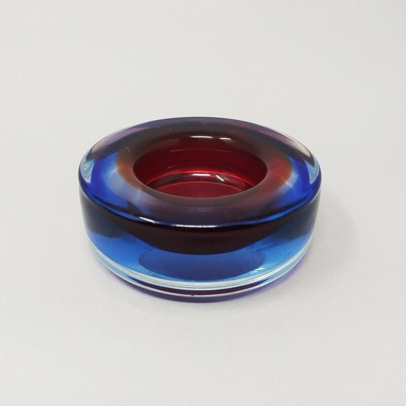 Vintage Blue and Red Astray or Vide Poche By Flavio Poli for Seguso 1960s 