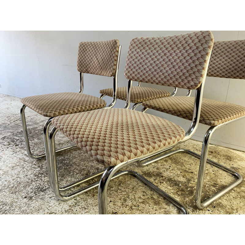 Ensemble 4 chaises vintage à structure tubulaire chromée 1960