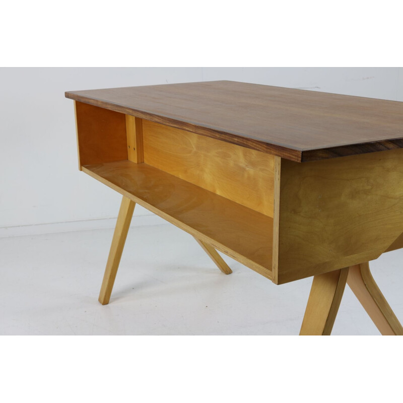 Vintage desk for UMS PastoevCees Braakman birchwood and teak 1952