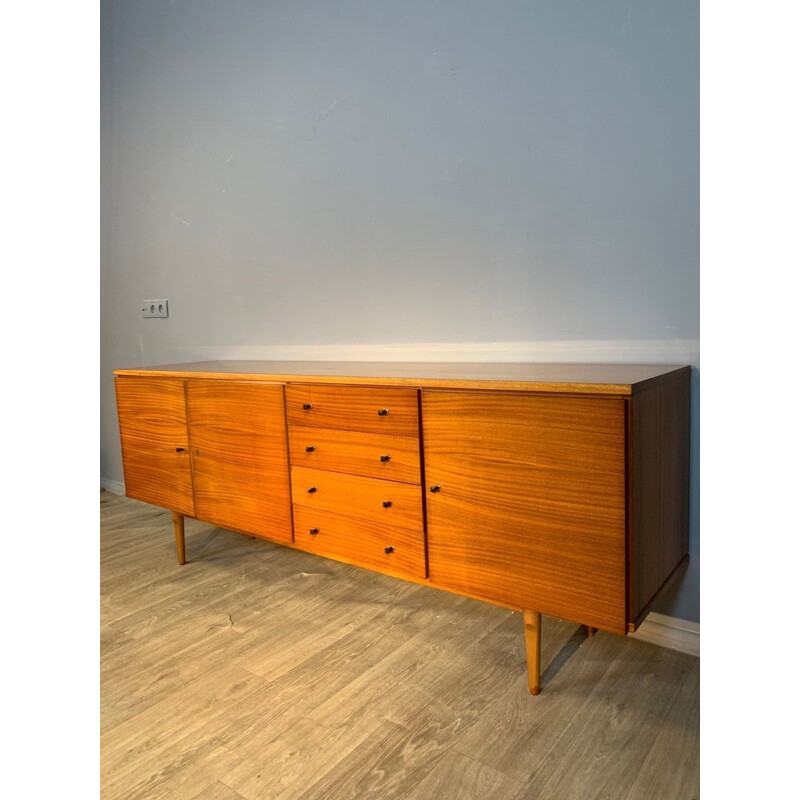 Long vintage honey chest of drawers 1960s