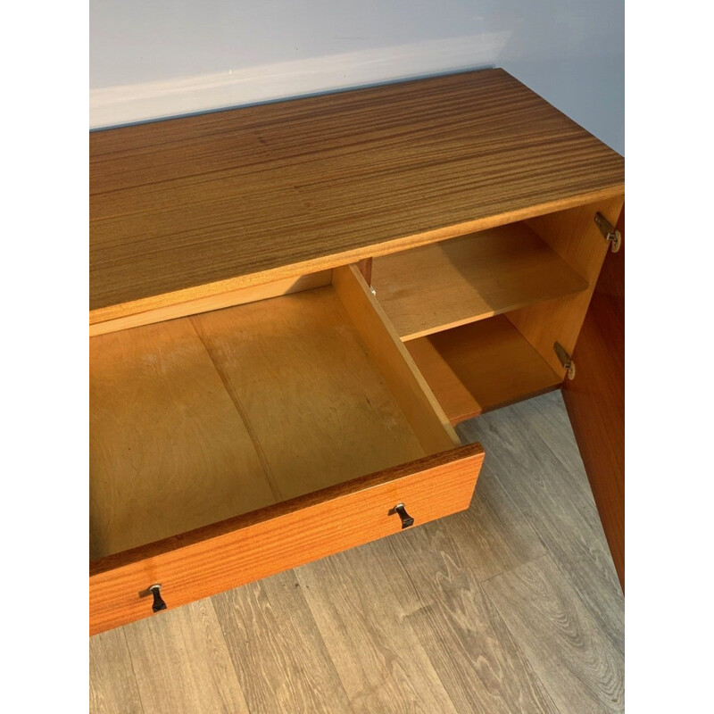 Long vintage honey chest of drawers 1960s