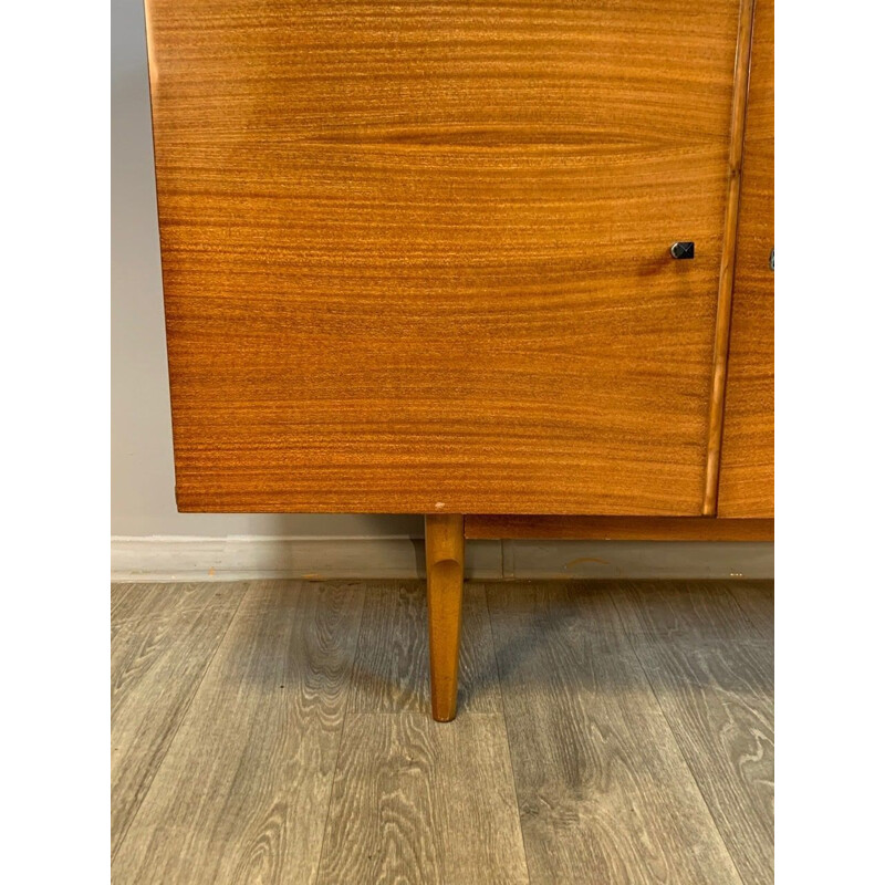 Long vintage honey chest of drawers 1960s
