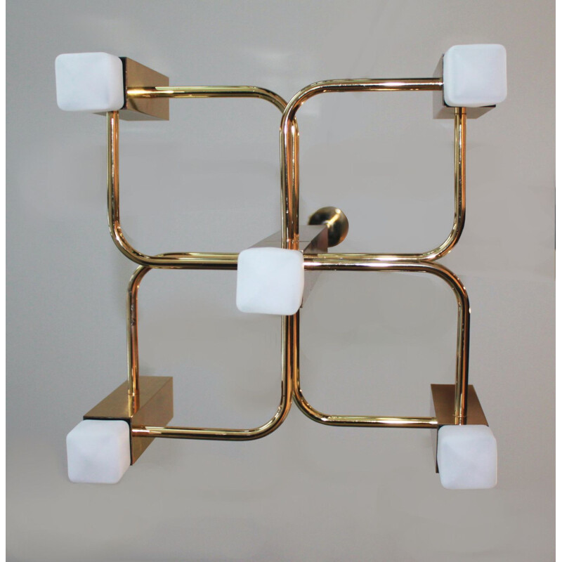 Vintage chandelier Sciolari 5 square fires 1970s