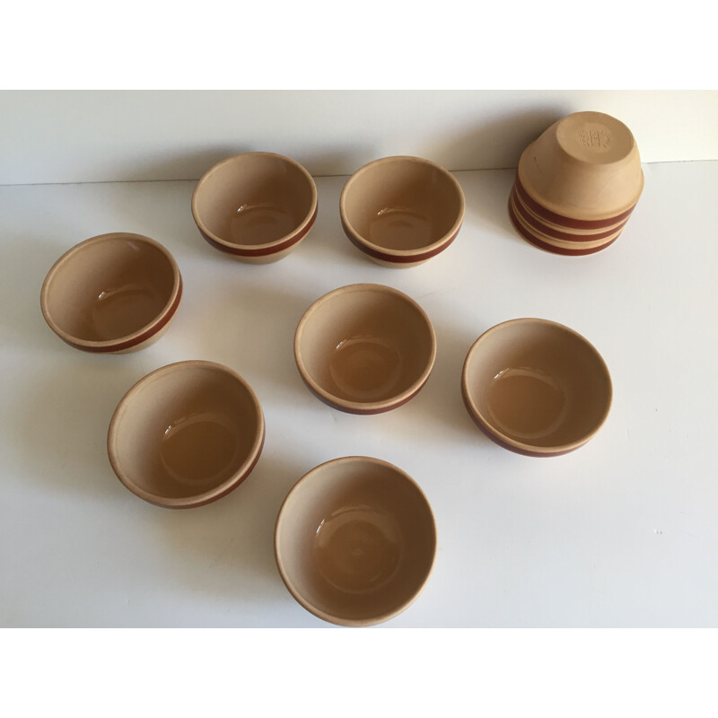 Set of 10 vintage stoneware bowls from Gien France