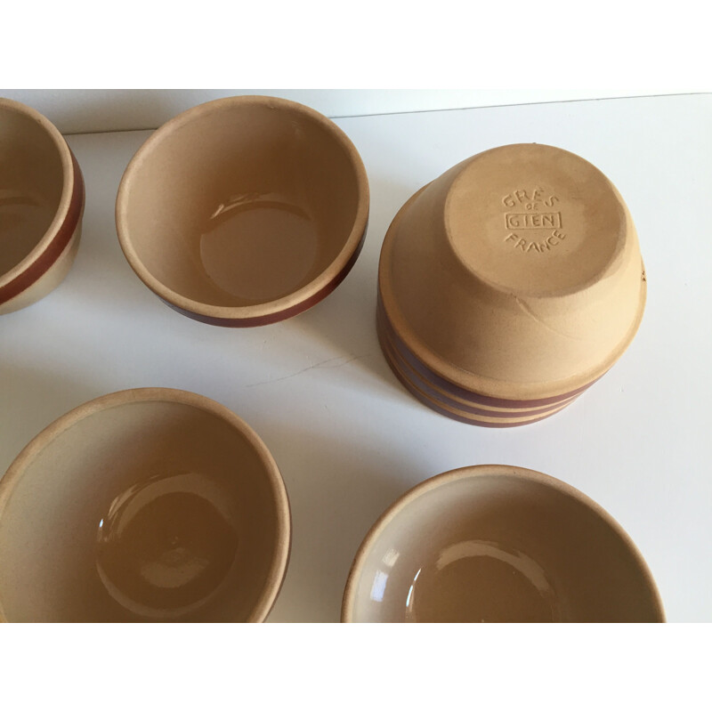 Set of 10 vintage stoneware bowls from Gien France