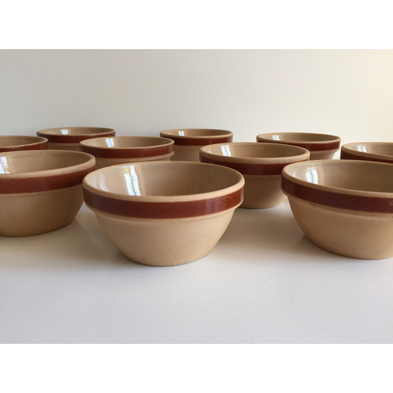 Set of 10 vintage stoneware bowls from Gien France