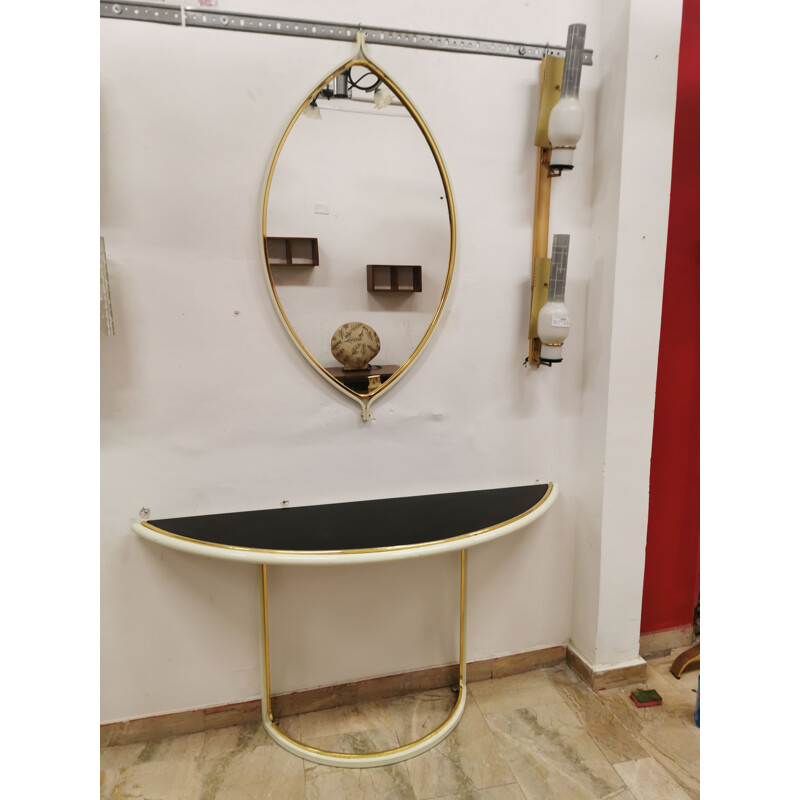 Vintage console with mirror by Tommaso Barbi, Italy 1970
