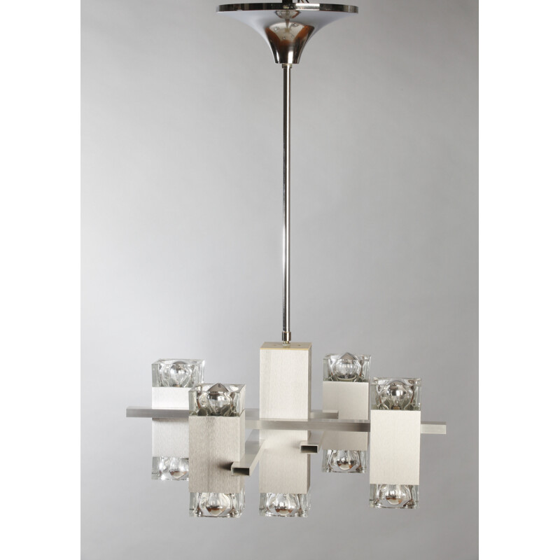 Mid-century cubic chandelier, Gaetano SCIOLARI - 1960s