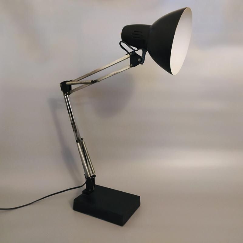 Vintage Original Black Gorgeous Architect Table Lamp by Arteluce Italy 1970s