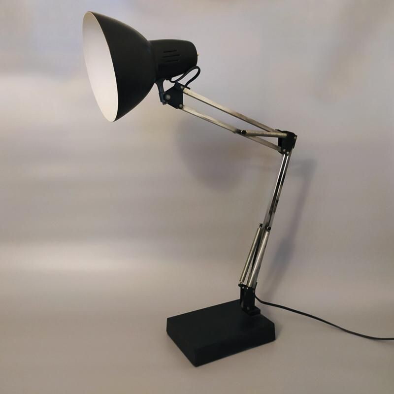 Vintage Original Black Gorgeous Architect Table Lamp by Arteluce Italy 1970s