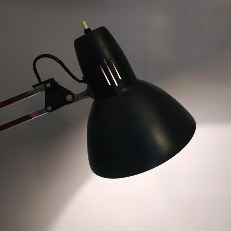 Originele zwarte architectentafellamp van Arteluce Italië 1970