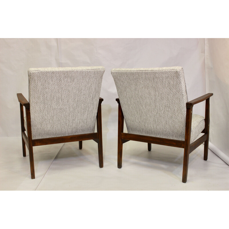 Pair of vintage armchairs heathered fabric Scandinavian 1950s