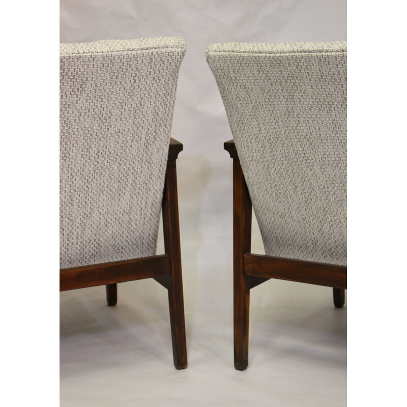Pair of vintage armchairs heathered fabric Scandinavian 1950s