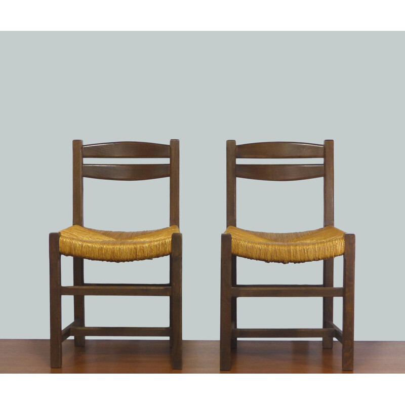 Paar Vintage-Stühle aus Stroh 1970