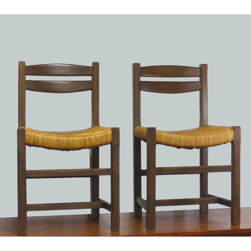 Paar vintage stoelen van stro 1970