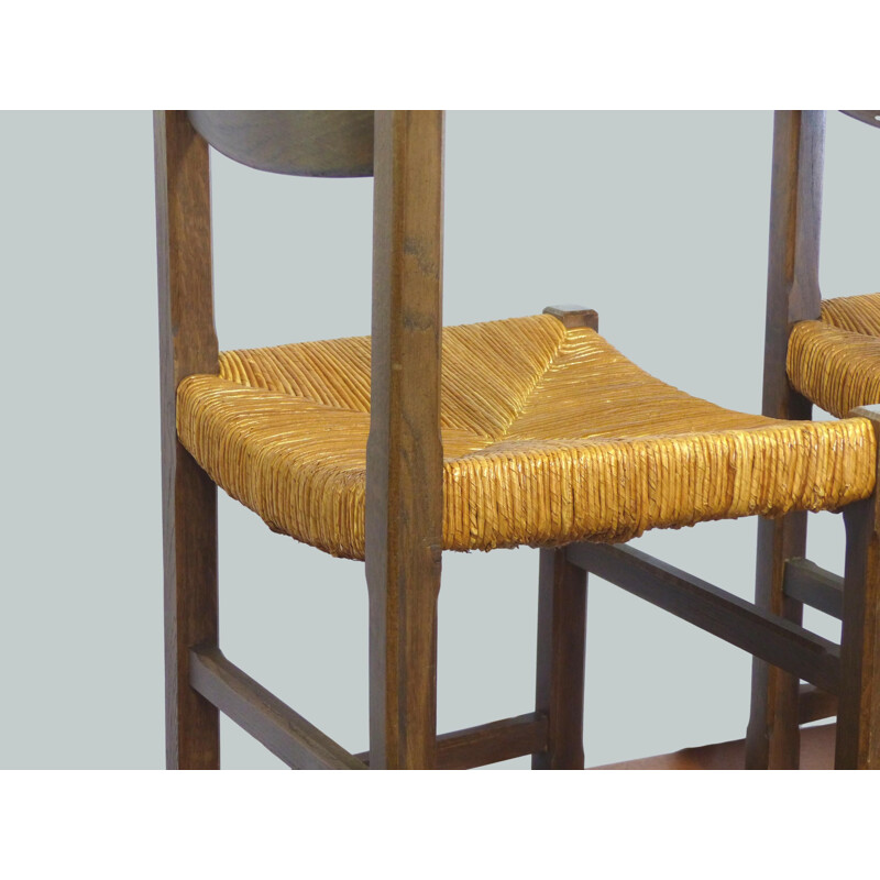 Pair of vintage straw chairs 1970s