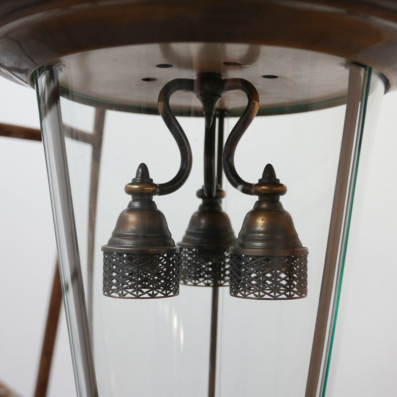 Vintage Bow Glass Pendant Lantern Italian 1930s