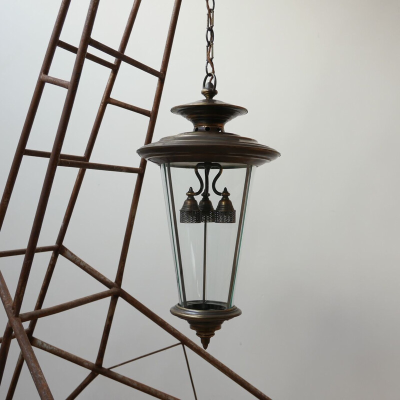 Vintage Bow Glass Pendant Lantern Italian 1930s