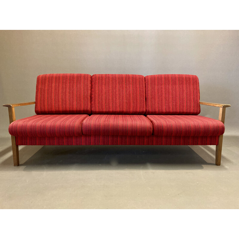 Vintage 3-seater teak sofa Scandinavian 1950s