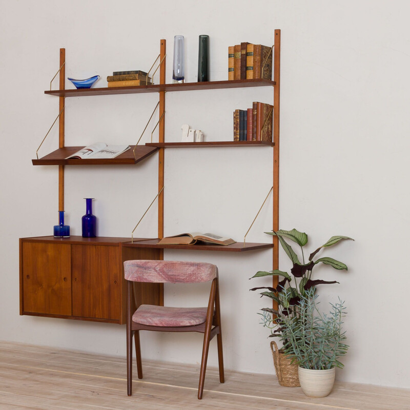 Vintage Teak wall unit with a desk and sliding doors cabinet by Preben Sorensen Cadovius Denmark