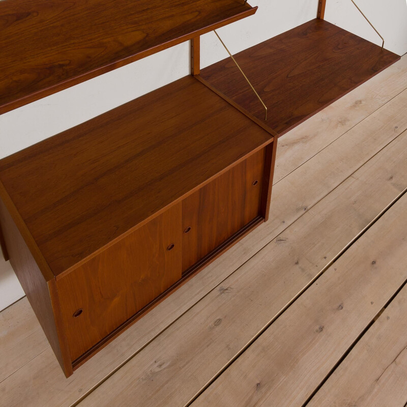 Vintage Teak wall unit with a desk and sliding doors cabinet by Preben Sorensen Cadovius Denmark