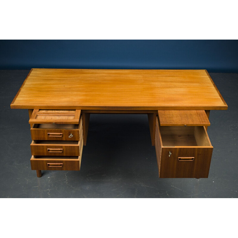 Vintage Freestanding Teak Desk by Gunnar Nielsen Tibergaard for Tibergaard Danish 1960s