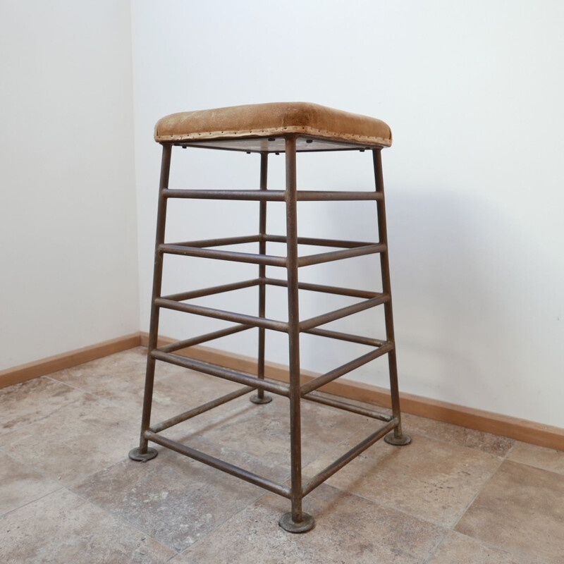 Pair of vintage Tall Gym Bench Stools English 1930s