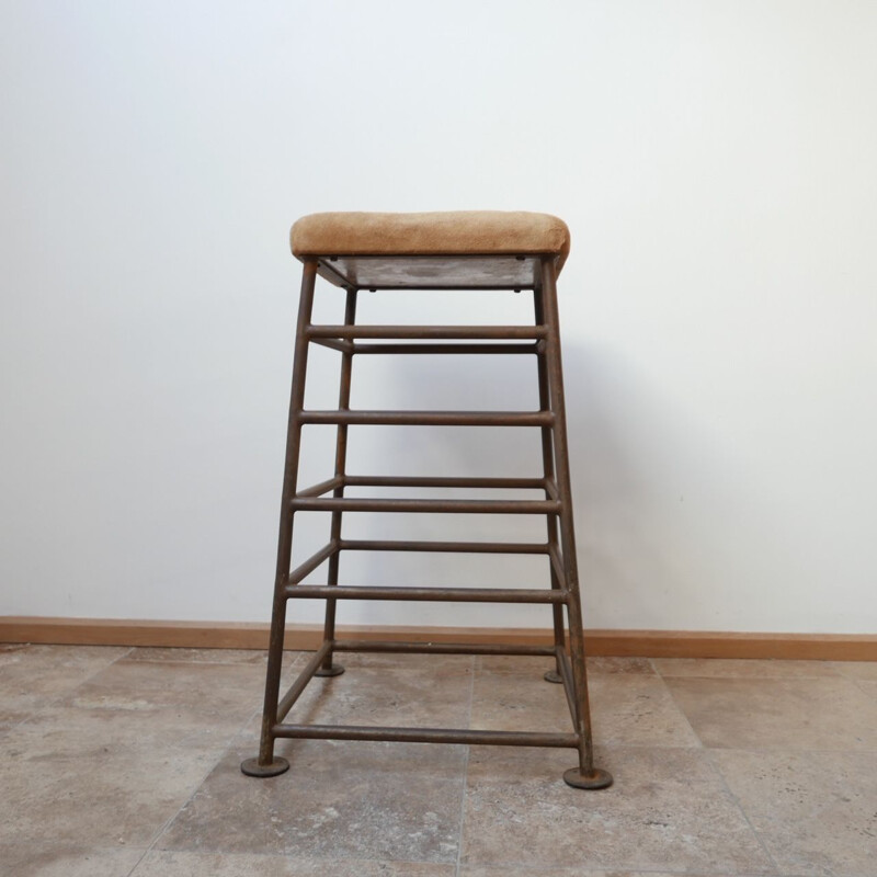 Pair of vintage Tall Gym Bench Stools English 1930s