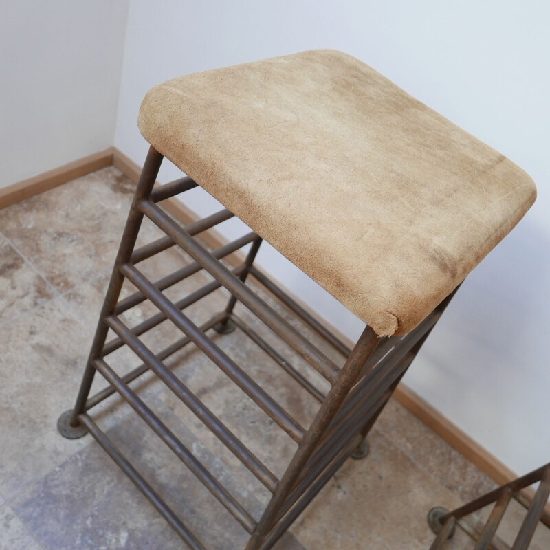 Pair of vintage Tall Gym Bench Stools English 1930s