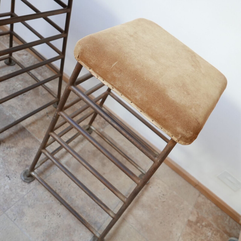 Pair of vintage Tall Gym Bench Stools English 1930s