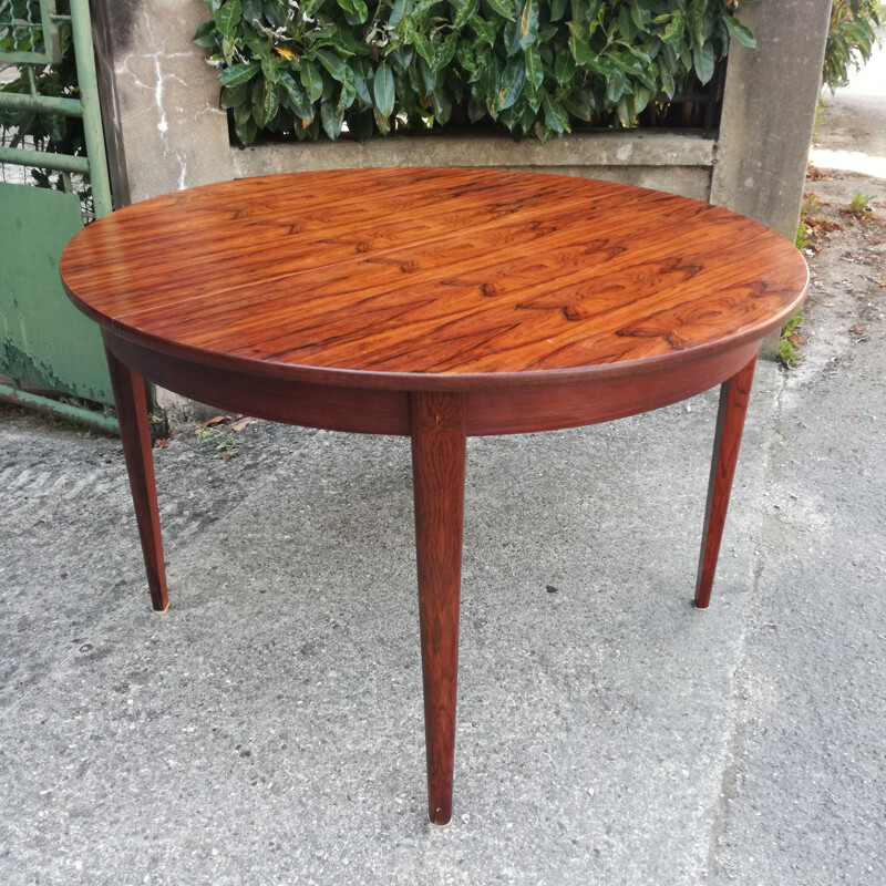 Vintage rosewood extensible round table 1960s