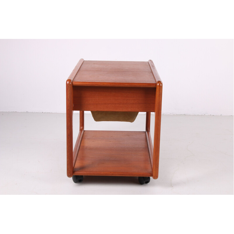 Vintage teak sewing table with drawer Danish 1960s