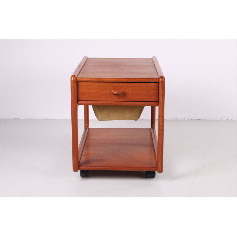Vintage teak sewing table with drawer Danish 1960s