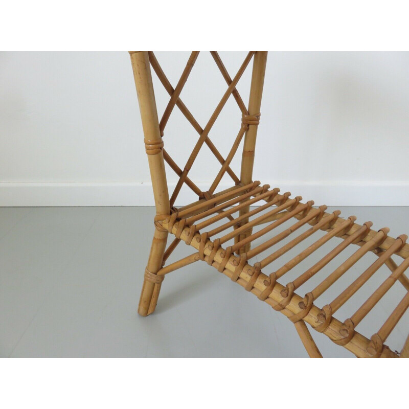 Vintage bamboo rattan side table 1960s