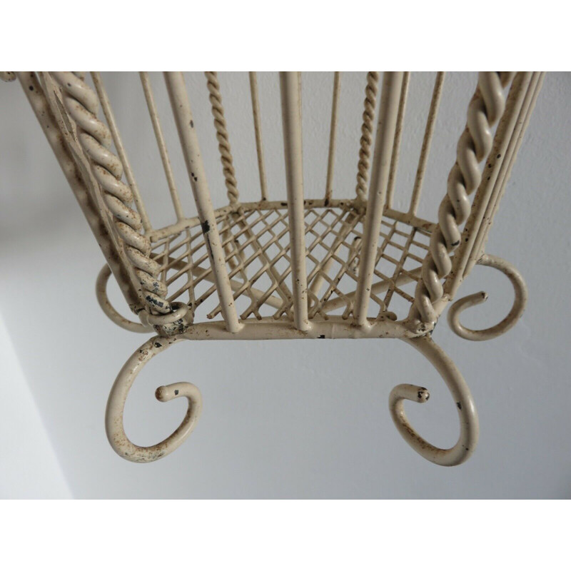 Vintage metal and ceramic birdcage wall light 1950s