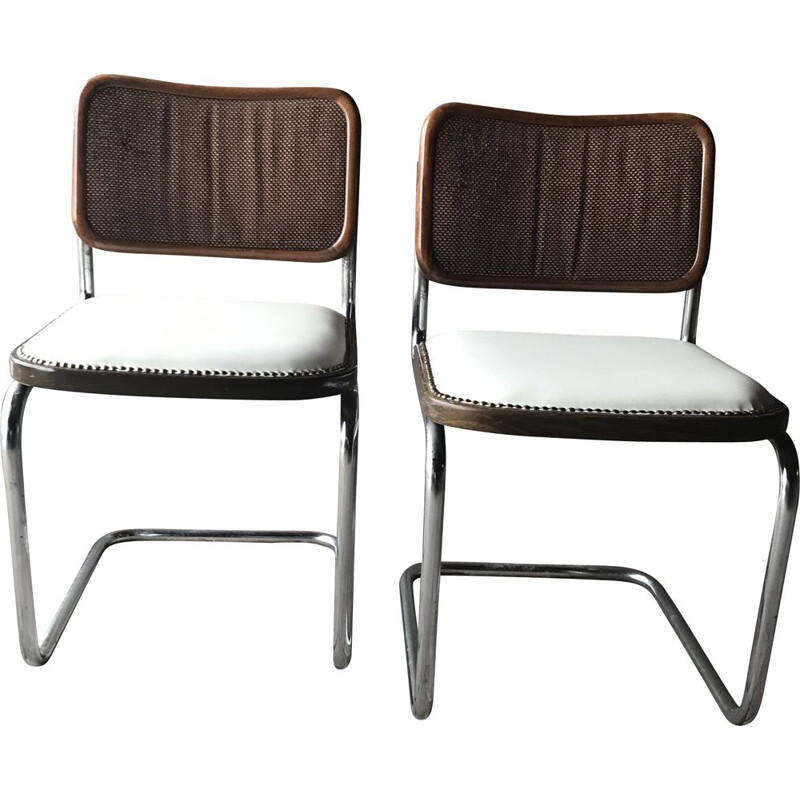 Paar gepolsterte Cesca Stühle, Italien 1970